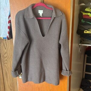 H&M Chocolate V-Neck Sweater